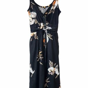 NWT OE Ouges Black Floral Maxi Dress Women’s M – Adjustable Straps, Flowy